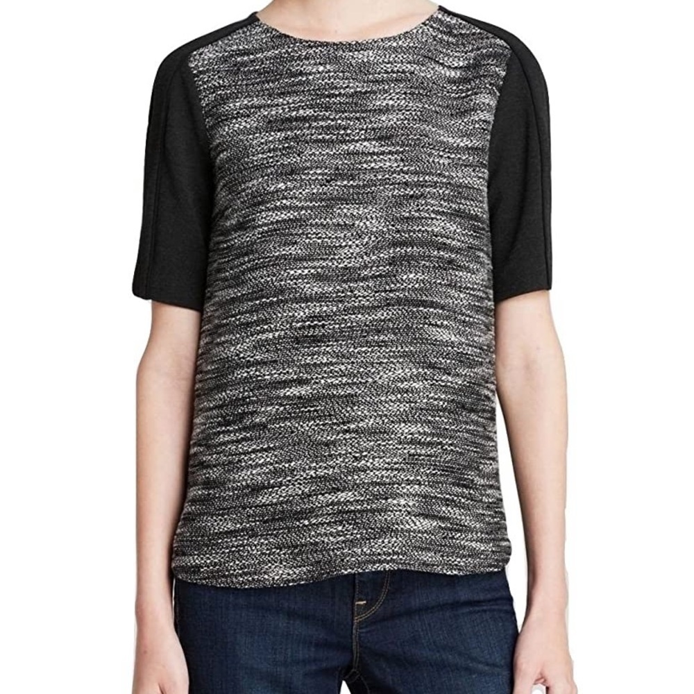 Vince Textured Tweed Boxy Top Blouse S